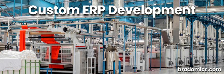 Manufacturing Floor with the text "Custom ERP Development" Overlayed